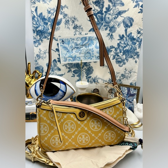 🆕 TORY BURCH 🧿 NWOT T Monogram Embossed Studio, Golden Sunset - AUTHENTICATED - Picture 4 of 16